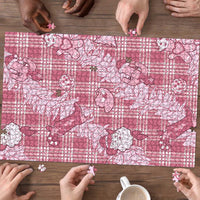 Pink Palaka Hawaii Cowboy Christmas Puzzle Paniolo Mix Maile Lei - Polynesian Pride