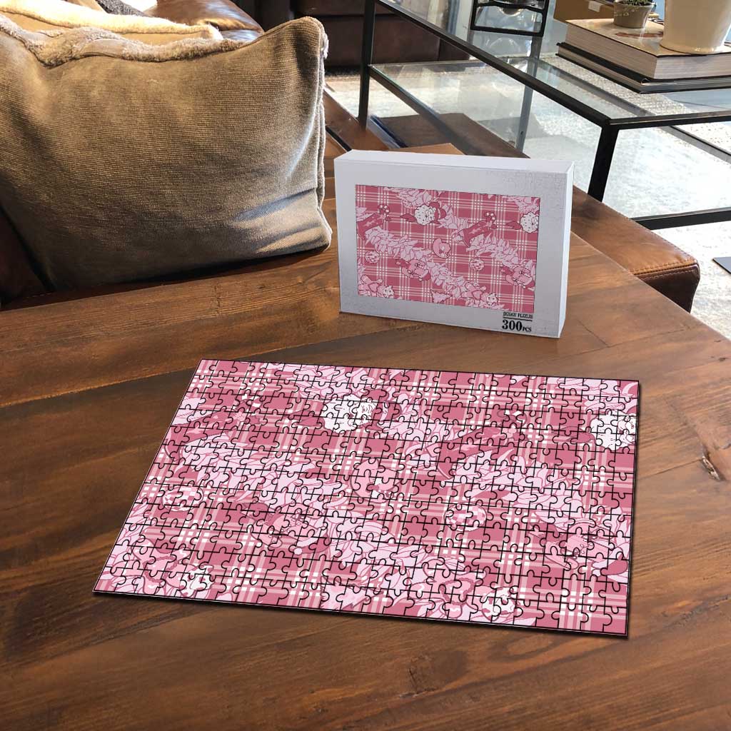 Pink Palaka Hawaii Cowboy Christmas Puzzle Paniolo Mix Maile Lei - Polynesian Pride