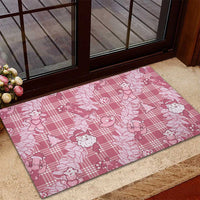 Pink Palaka Hawaii Cowboy Christmas Rubber Doormat Paniolo Mix Maile Lei - Polynesian Pride