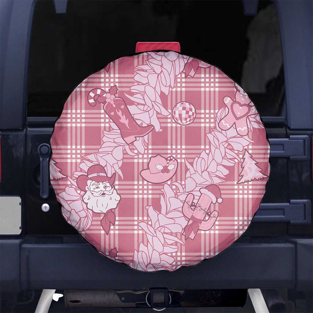Pink Palaka Hawaii Cowboy Christmas Spare Tire Cover Paniolo Mix Maile Lei - Polynesian Pride
