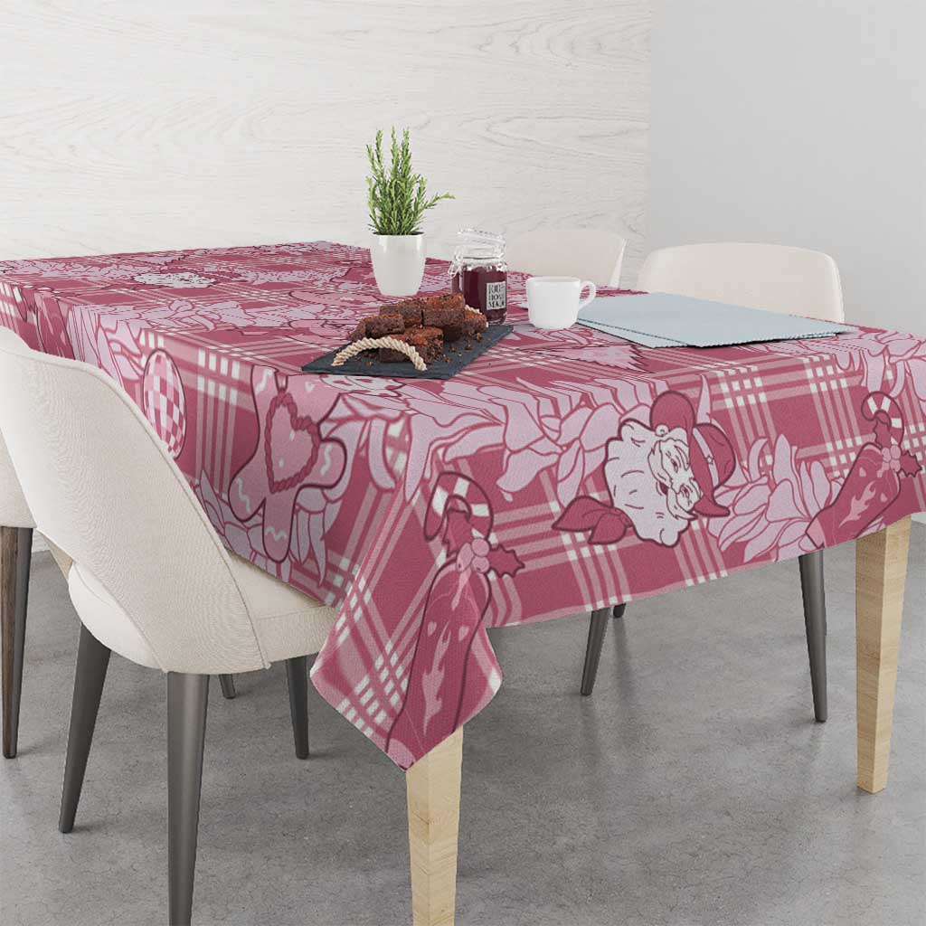 Pink Palaka Hawaii Cowboy Christmas Tablecloth Paniolo Mix Maile Lei - Polynesian Pride