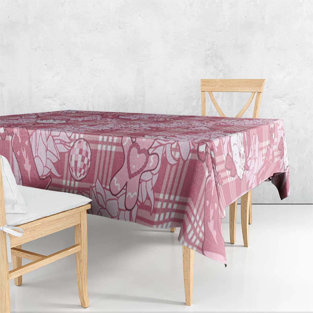 Pink Palaka Hawaii Cowboy Christmas Tablecloth Paniolo Mix Maile Lei - Polynesian Pride