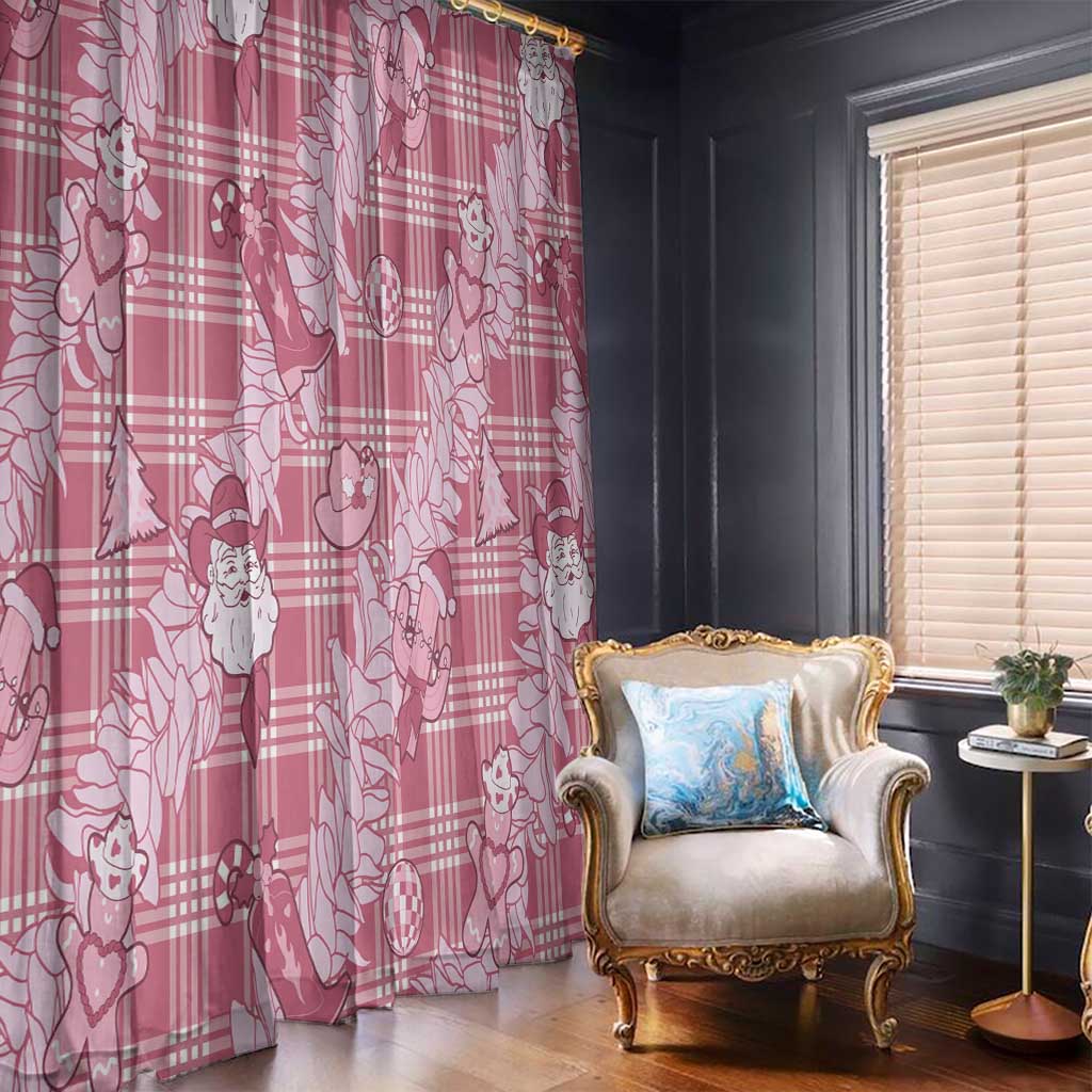 Pink Palaka Hawaii Cowboy Christmas Window Curtain Paniolo Mix Maile Lei - Polynesian Pride
