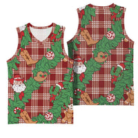 Red Palaka Hawaii Cowboy Christmas Basketball Jersey Paniolo Mix Maile Lei - Polynesian Pride