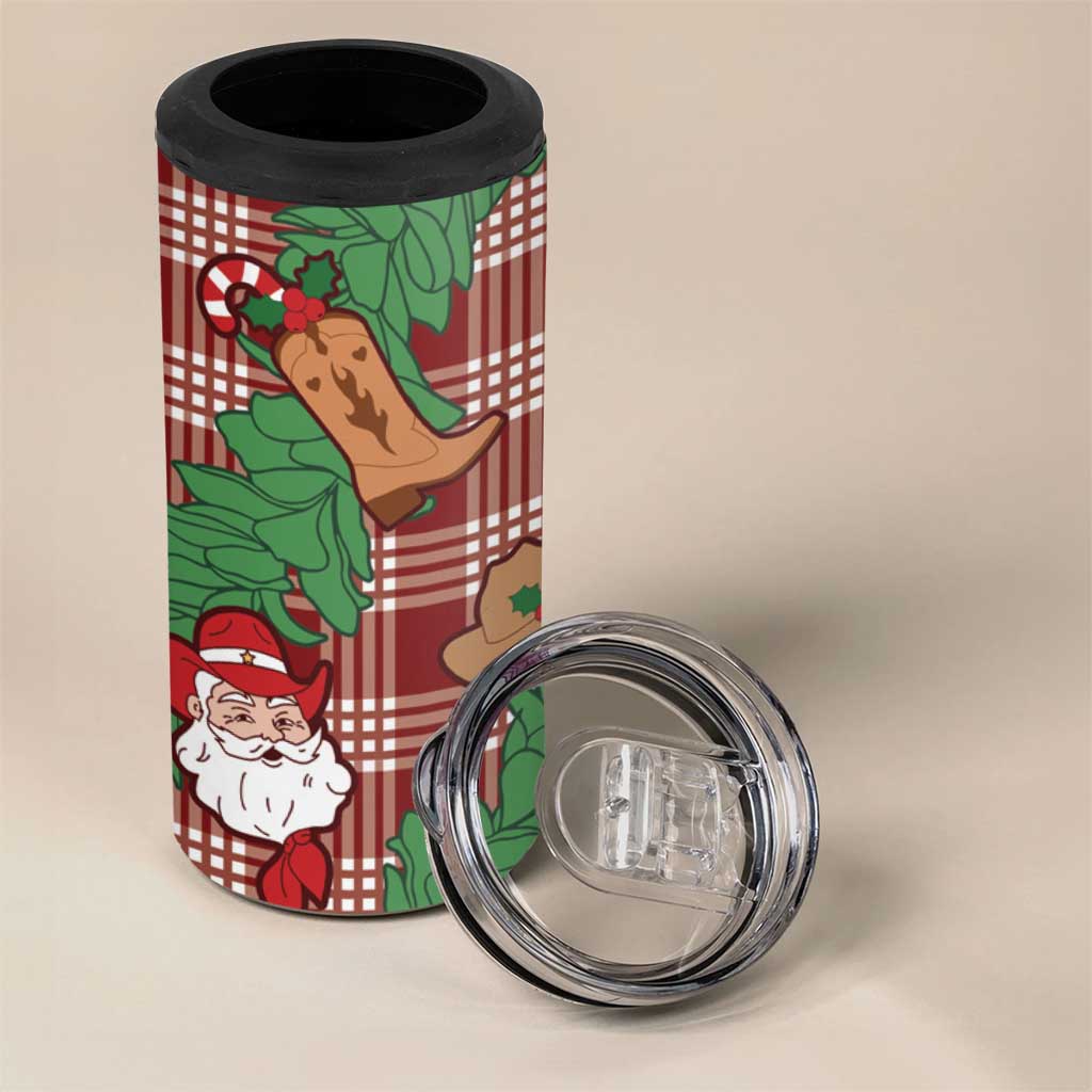 Red Palaka Hawaii Cowboy Christmas 4 in 1 Can Cooler Tumbler Paniolo Mix Maile Lei - Polynesian Pride