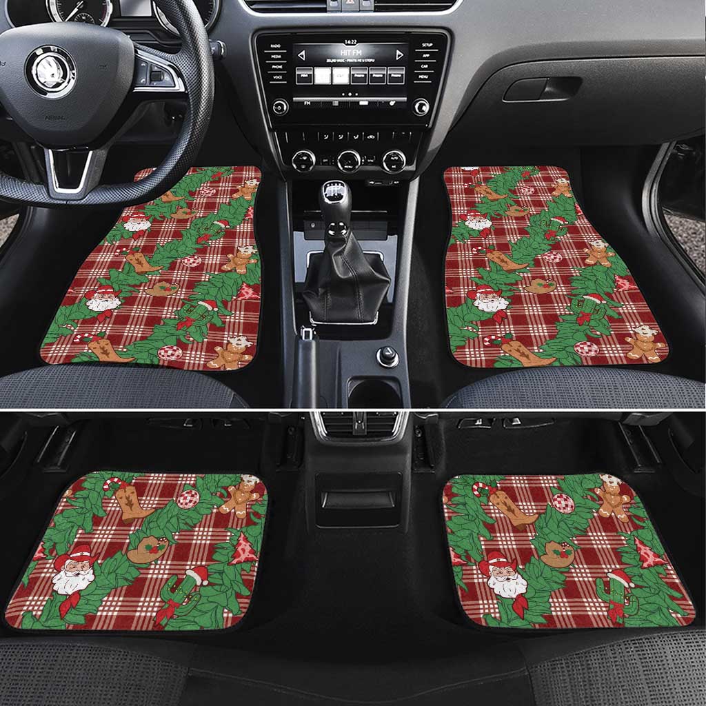Red Palaka Hawaii Cowboy Christmas Car Mats Paniolo Mix Maile Lei - Polynesian Pride