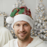 Red Palaka Hawaii Cowboy Christmas Santa Hat Paniolo Mix Maile Lei - Polynesian Pride