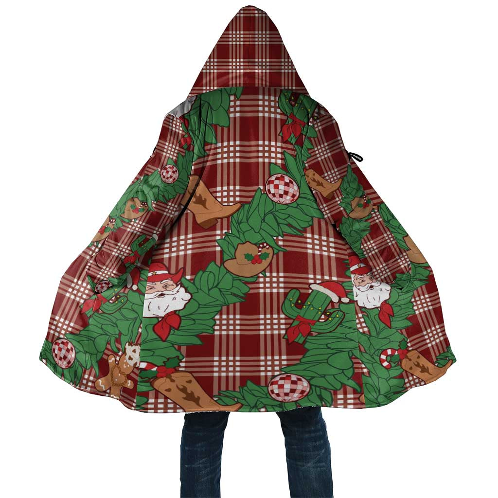 Red Palaka Hawaii Cowboy Christmas Cloak Paniolo Mix Maile Lei - Polynesian Pride