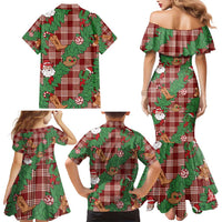 Red Palaka Hawaii Cowboy Christmas Family Matching Mermaid Dress and Hawaiian Shirt Paniolo Mix Maile Lei LT7 - Polynesian Pride