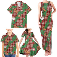 Red Palaka Hawaii Cowboy Christmas Family Matching Tank Maxi Dress and Hawaiian Shirt Paniolo Mix Maile Lei LT7 - Polynesian Pride