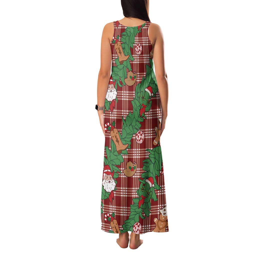 Red Palaka Hawaii Cowboy Christmas Family Matching Tank Maxi Dress and Hawaiian Shirt Paniolo Mix Maile Lei LT7 - Polynesian Pride
