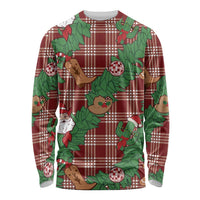 Red Palaka Hawaii Cowboy Christmas Long Sleeve Shirt Paniolo Mix Maile Lei - Polynesian Pride