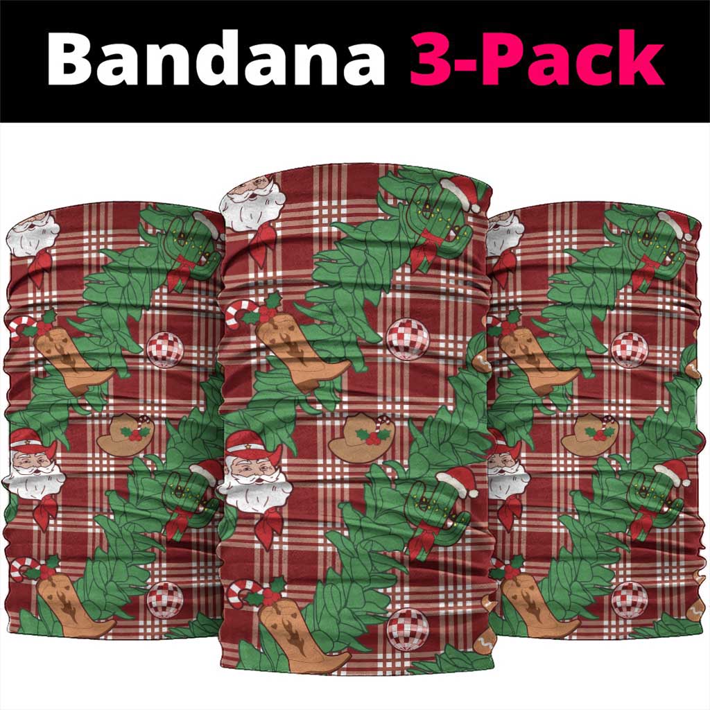 Red Palaka Hawaii Cowboy Christmas Neck Gaiter Paniolo Mix Maile Lei - Polynesian Pride