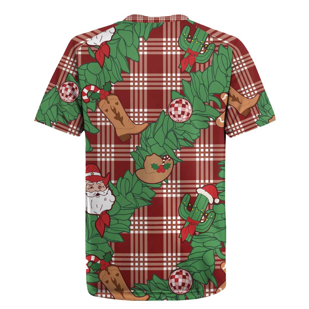 Red Palaka Hawaii Cowboy Christmas Rugby Jersey Paniolo Mix Maile Lei - Polynesian Pride