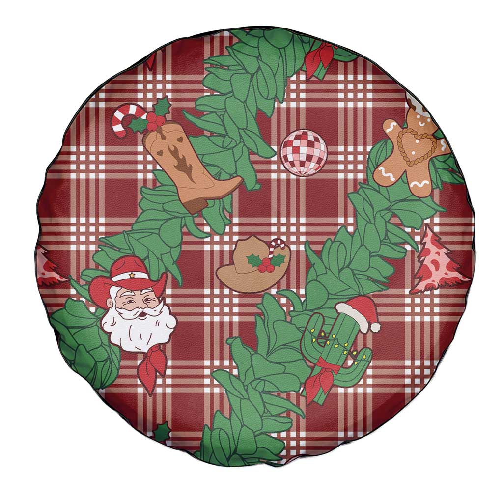Red Palaka Hawaii Cowboy Christmas Spare Tire Cover Paniolo Mix Maile Lei - Polynesian Pride