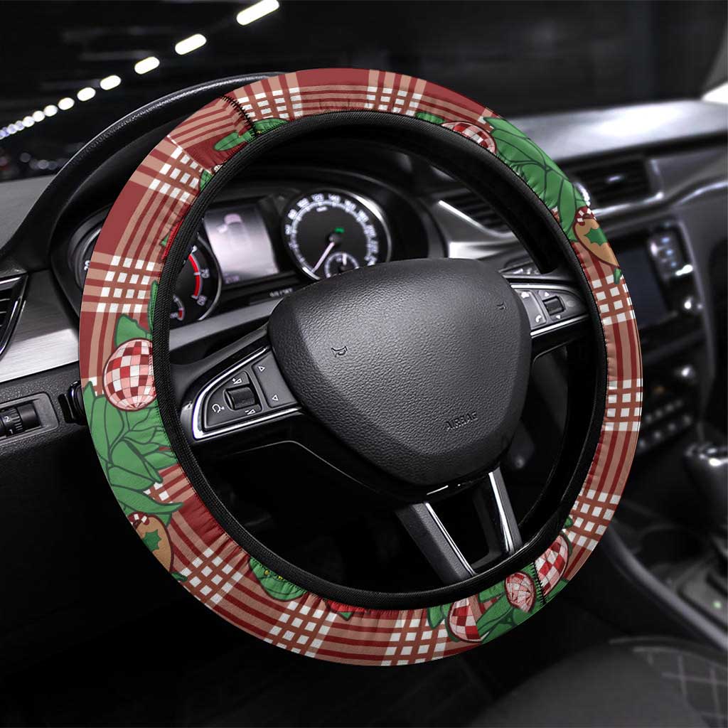 Red Palaka Hawaii Cowboy Christmas Steering Wheel Cover Paniolo Mix Maile Lei - Polynesian Pride