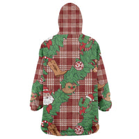Red Palaka Hawaii Cowboy Christmas Wearable Blanket Hoodie Paniolo Mix Maile Lei - Polynesian Pride