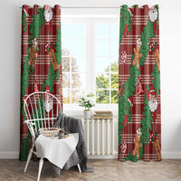 Red Palaka Hawaii Cowboy Christmas Window Curtain Paniolo Mix Maile Lei - Polynesian Pride
