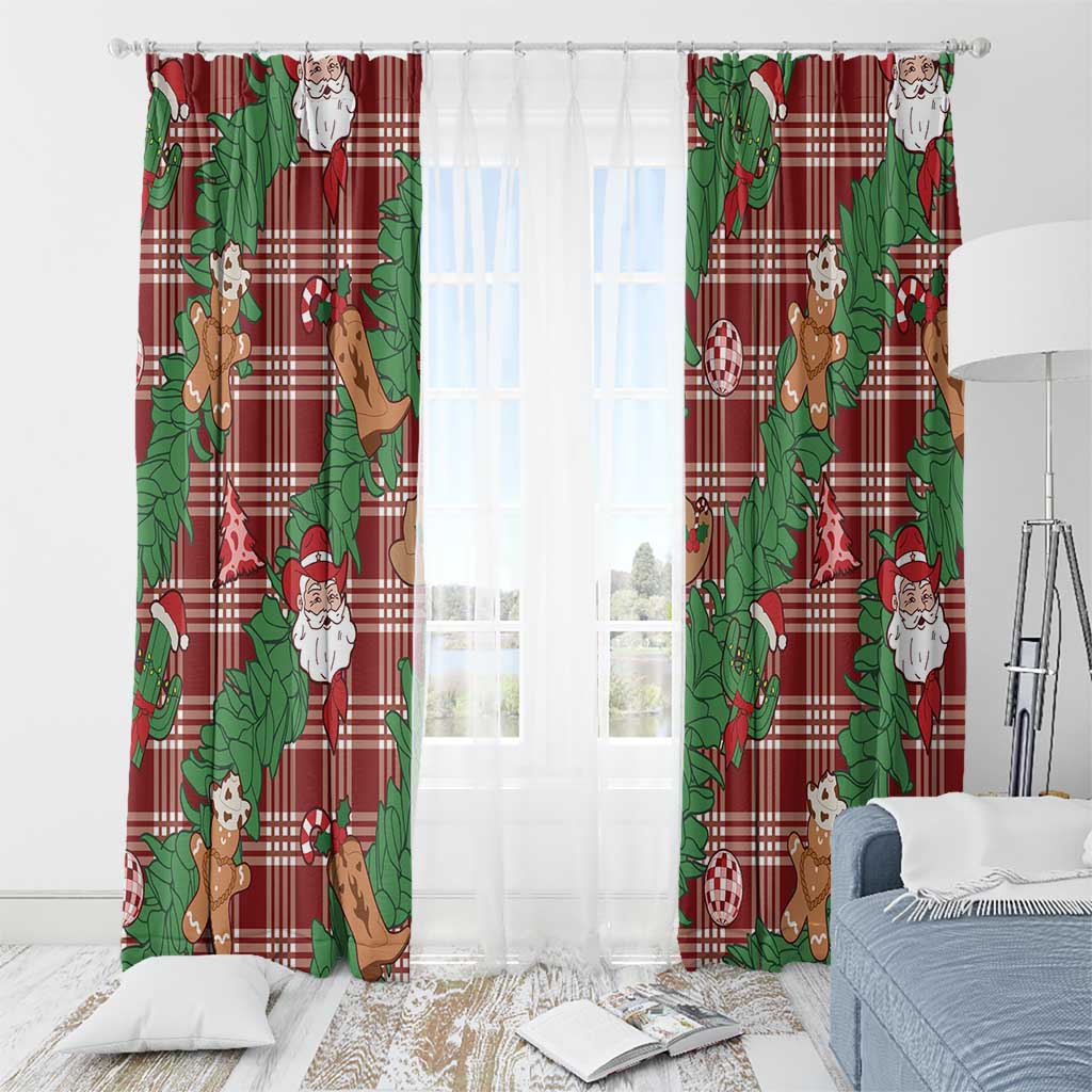 Red Palaka Hawaii Cowboy Christmas Window Curtain Paniolo Mix Maile Lei - Polynesian Pride