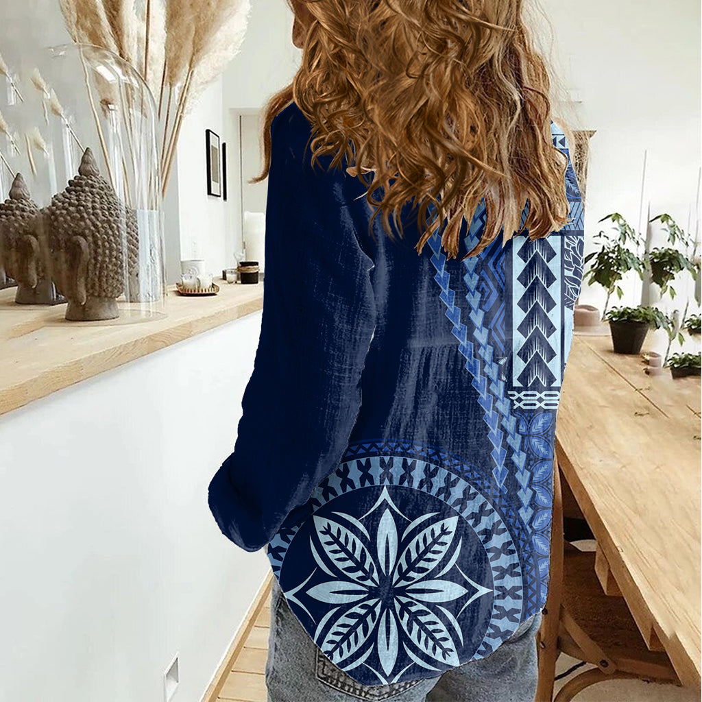 Samoa Siapo Motif Women Casual Shirt Classic Style - Bue Ver LT7 - Polynesian Pride