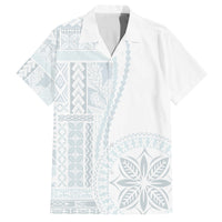 Samoa White Sunday Family Matching Off Shoulder Maxi Dress and Hawaiian Shirt Classic Siapo Style LT7 Dad's Shirt - Short Sleeve White - Polynesian Pride