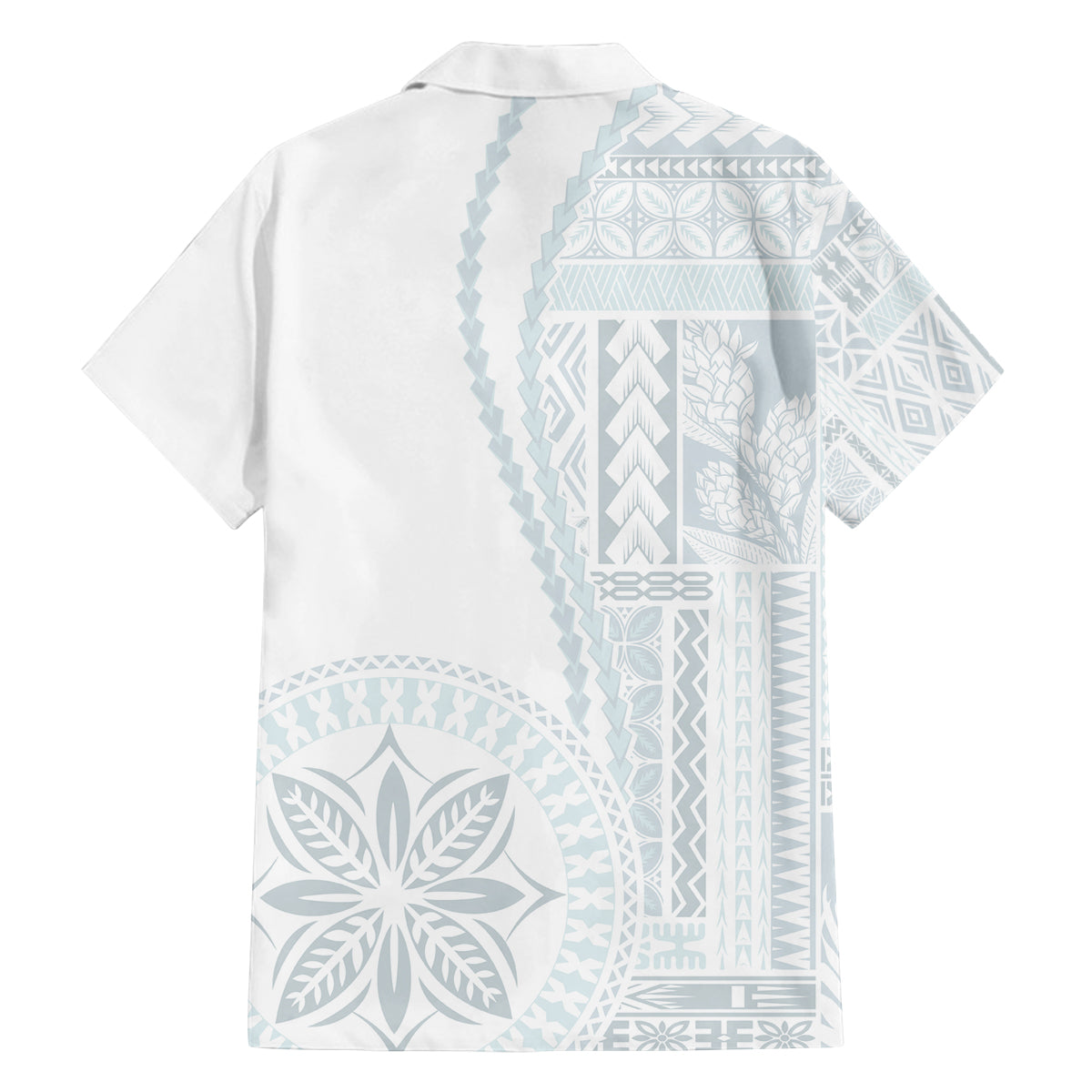 Samoa White Sunday Family Matching Off Shoulder Maxi Dress and Hawaiian Shirt Classic Siapo Style LT7 - Polynesian Pride