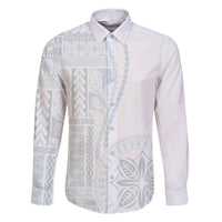 Samoa White Sunday Family Matching Short Sleeve Bodycon Dress and Hawaiian Shirt Classic Siapo Style LT7 Dad's Shirt - Long Sleeve White - Polynesian Pride