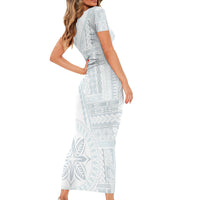 Samoa White Sunday Family Matching Short Sleeve Bodycon Dress and Hawaiian Shirt Classic Siapo Style LT7 - Polynesian Pride