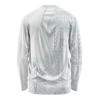 Samoa White Sunday Long Sleeve Shirt Classic Siapo Style LT7 - Polynesian Pride