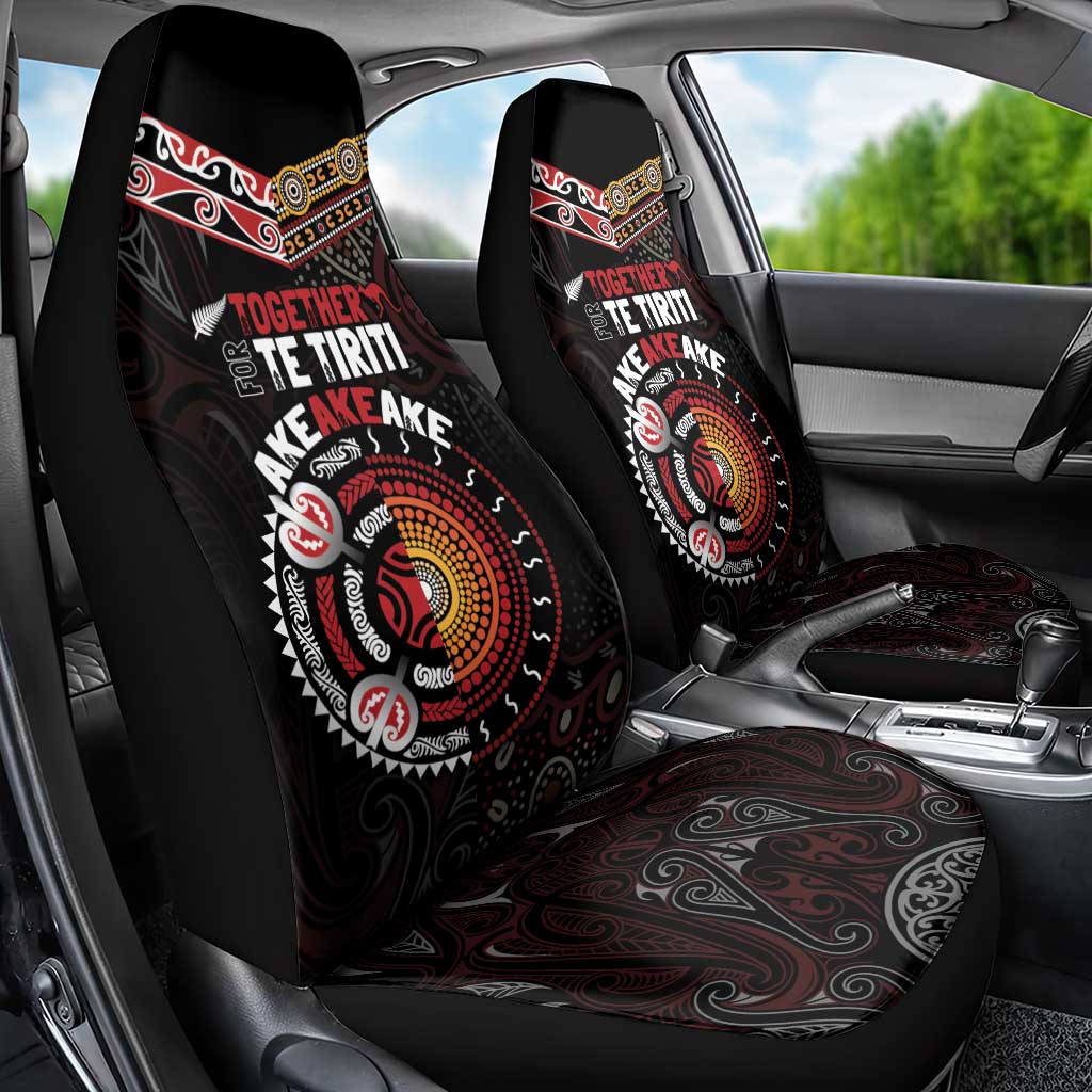 Aotearoa and Australia Indigenous Car Seat Cover Stand Together For Te Tiriti LT7 - Polynesian Pride
