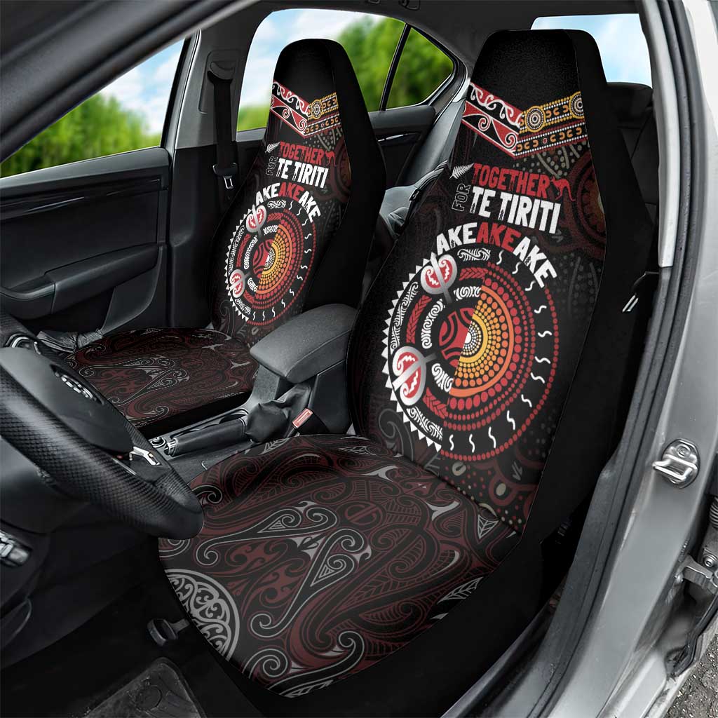Aotearoa and Australia Indigenous Car Seat Cover Stand Together For Te Tiriti LT7 - Polynesian Pride