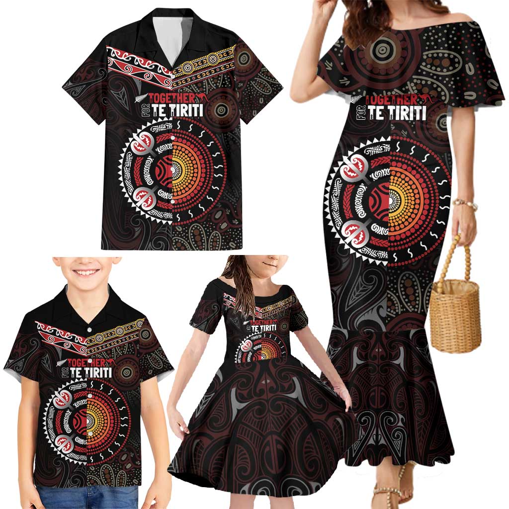 Aotearoa and Australia Indigenous Family Matching Mermaid Dress and Hawaiian Shirt Stand Together For Te Tiriti LT7 - Polynesian Pride