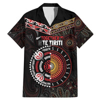 Aotearoa and Australia Indigenous Family Matching Mermaid Dress and Hawaiian Shirt Stand Together For Te Tiriti LT7 Dad's Shirt - Short Sleeve Black - Polynesian Pride