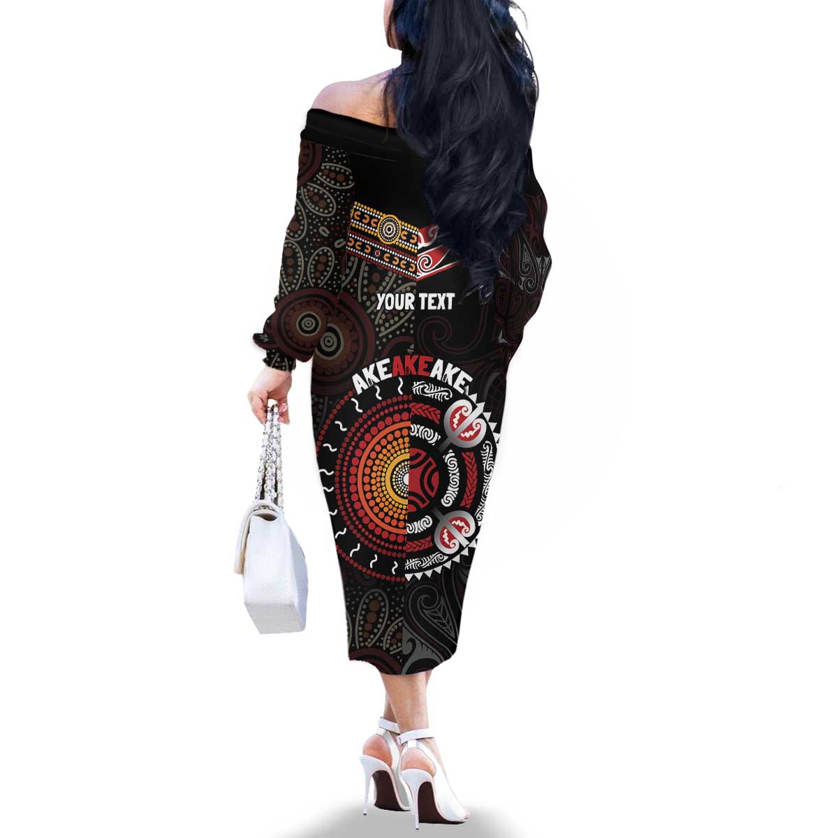 Aotearoa and Australia Indigenous Family Matching Off The Shoulder Long Sleeve Dress and Hawaiian Shirt Stand Together For Te Tiriti LT7 - Polynesian Pride