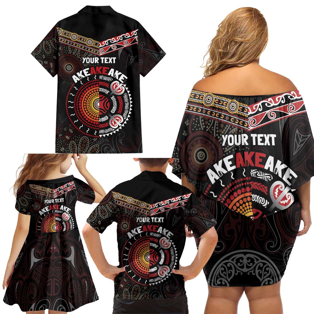Aotearoa and Australia Indigenous Family Matching Off Shoulder Short Dress and Hawaiian Shirt Stand Together For Te Tiriti LT7 - Polynesian Pride