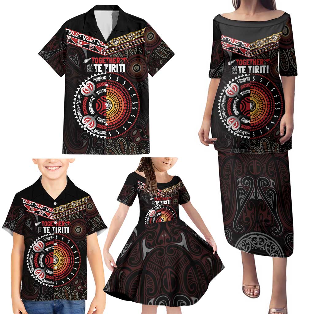 Aotearoa and Australia Indigenous Family Matching Puletasi and Hawaiian Shirt Stand Together For Te Tiriti LT7 - Polynesian Pride