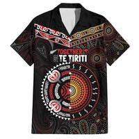 Aotearoa and Australia Indigenous Family Matching Puletasi and Hawaiian Shirt Stand Together For Te Tiriti LT7 Dad's Shirt - Short Sleeve Black - Polynesian Pride