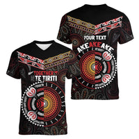 Aotearoa and Australia Indigenous Women V-Neck T-Shirt Stand Together For Te Tiriti