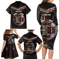 Aotearoa and Samoa Together For Te Tiriti Family Matching Long Sleeve Bodycon Dress and Hawaiian Shirt Kowhaiwhai Mix Siapo LT7 - Polynesian Pride