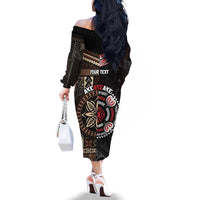 Aotearoa and Samoa Together For Te Tiriti Family Matching Off The Shoulder Long Sleeve Dress and Hawaiian Shirt Kowhaiwhai Mix Siapo LT7 - Polynesian Pride