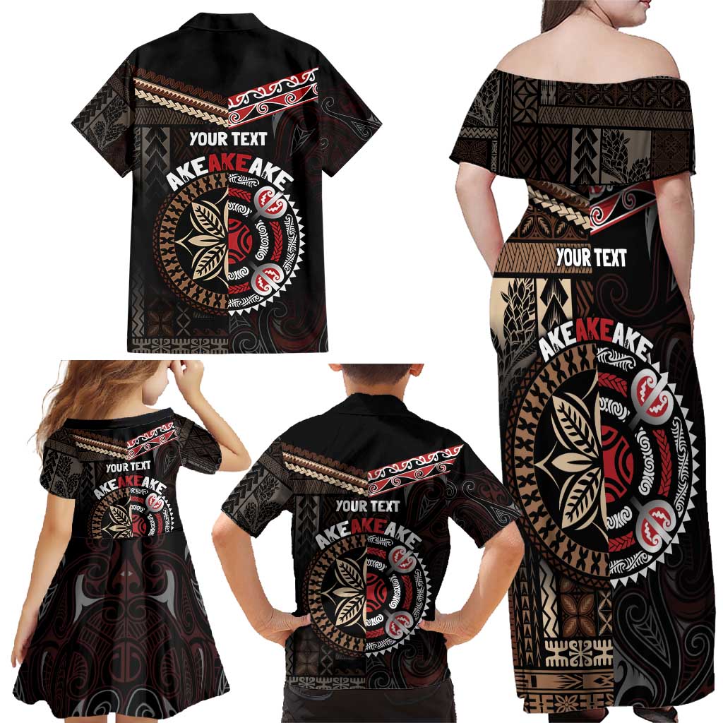 Aotearoa and Samoa Together For Te Tiriti Family Matching Off Shoulder Maxi Dress and Hawaiian Shirt Kowhaiwhai Mix Siapo LT7 - Polynesian Pride
