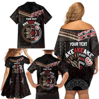 Aotearoa and Samoa Together For Te Tiriti Family Matching Off Shoulder Short Dress and Hawaiian Shirt Kowhaiwhai Mix Siapo LT7 - Polynesian Pride