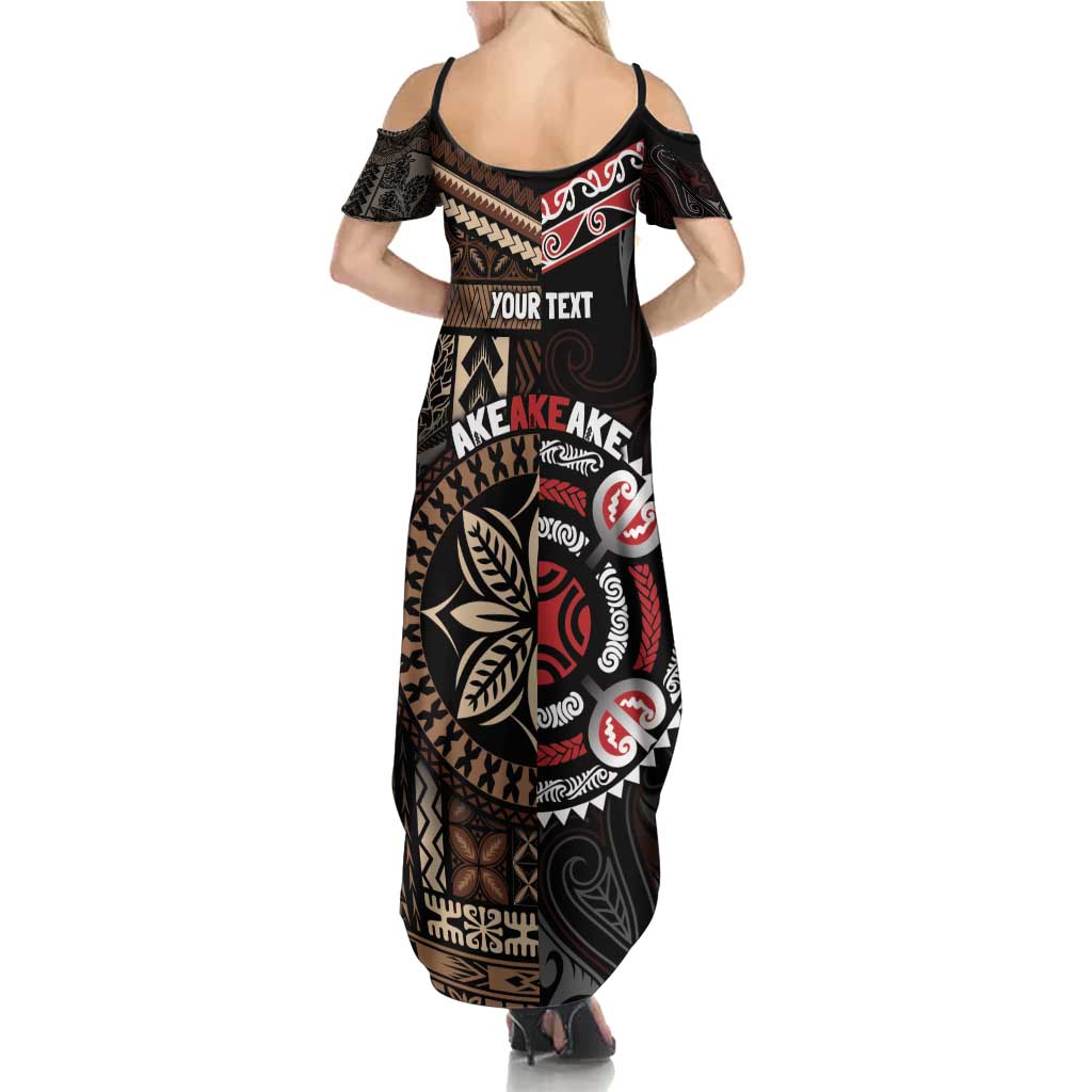 Aotearoa and Samoa Together For Te Tiriti Family Matching Summer Maxi Dress and Hawaiian Shirt Kowhaiwhai Mix Siapo LT7 - Polynesian Pride
