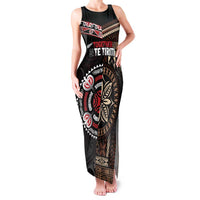 Aotearoa and Samoa Together For Te Tiriti Family Matching Tank Maxi Dress and Hawaiian Shirt Kowhaiwhai Mix Siapo LT7 Mom's Dress Black - Polynesian Pride