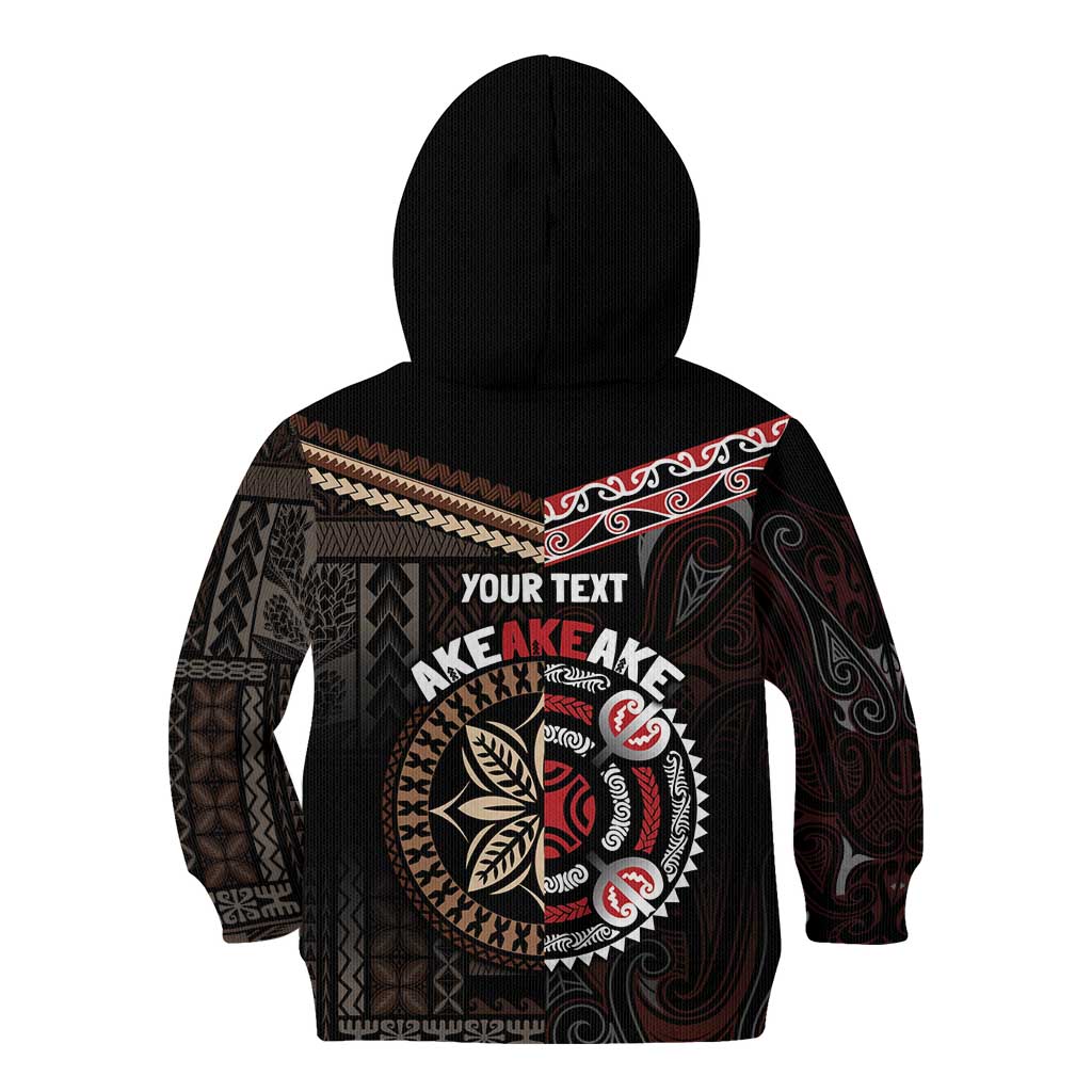 Aotearoa and Samoa Together For Te Tiriti Kid Hoodie Kowhaiwhai Mix Siapo