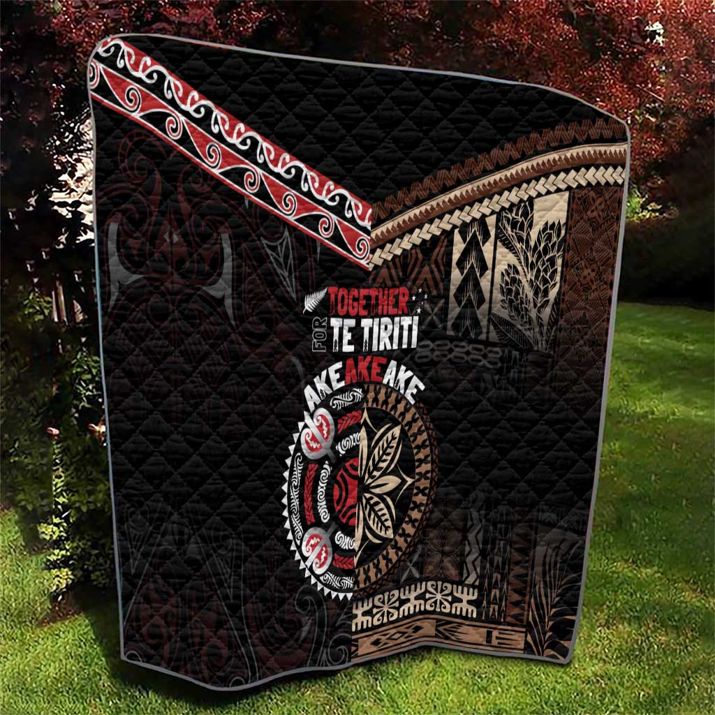 Aotearoa and Samoa Together For Te Tiriti Quilt Kowhaiwhai Mix Siapo