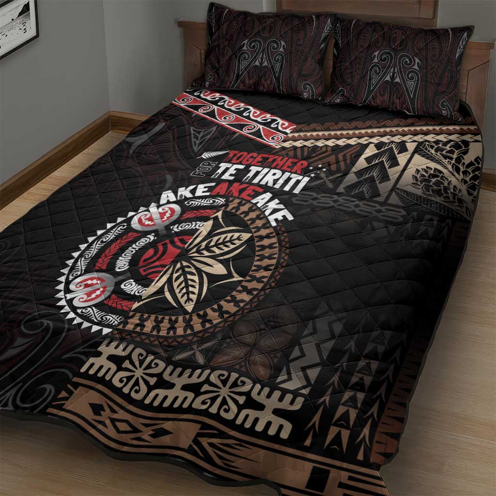 Aotearoa and Samoa Together For Te Tiriti Quilt Bed Set Kowhaiwhai Mix Siapo