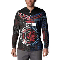 Aotearoa and Samoa Together For Te Tiriti Button Sweatshirt Kowhaiwhai Mix Siapo - Flag Color