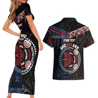 Aotearoa and Samoa Together For Te Tiriti Couples Matching Short Sleeve Bodycon Dress and Hawaiian Shirt Kowhaiwhai Mix Siapo - Flag Color LT7 - Polynesian Pride