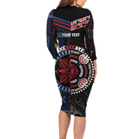 Aotearoa and Samoa Together For Te Tiriti Family Matching Long Sleeve Bodycon Dress and Hawaiian Shirt Kowhaiwhai Mix Siapo - Flag Color LT7 - Polynesian Pride